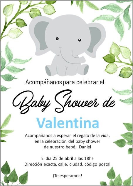 qué lleva una invitación de baby shower?