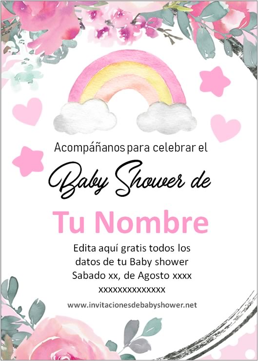 Invitaciones Baby Shower para Niña Arcoiris