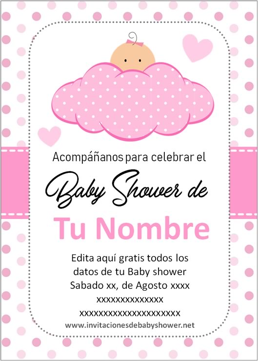 Invitaciones Baby Shower para Niña Bebe Rosa