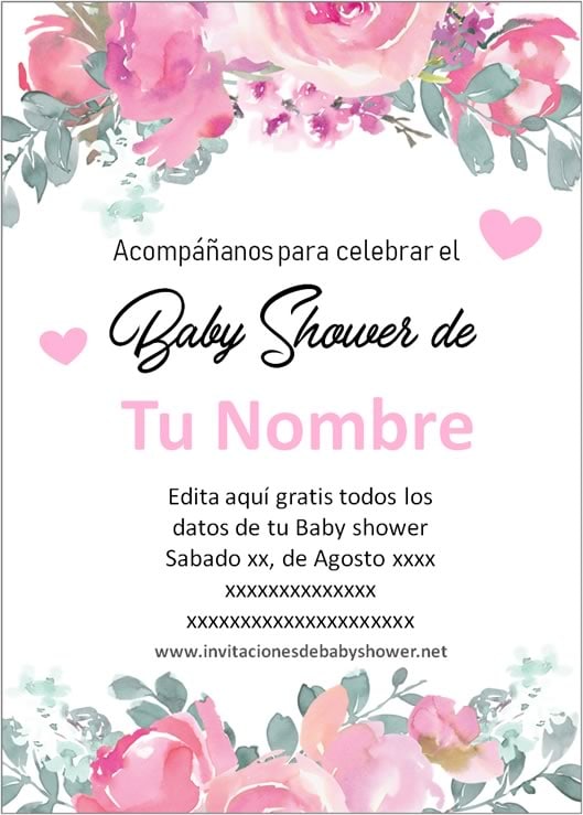 Invitaciones Baby Shower para Niña en español