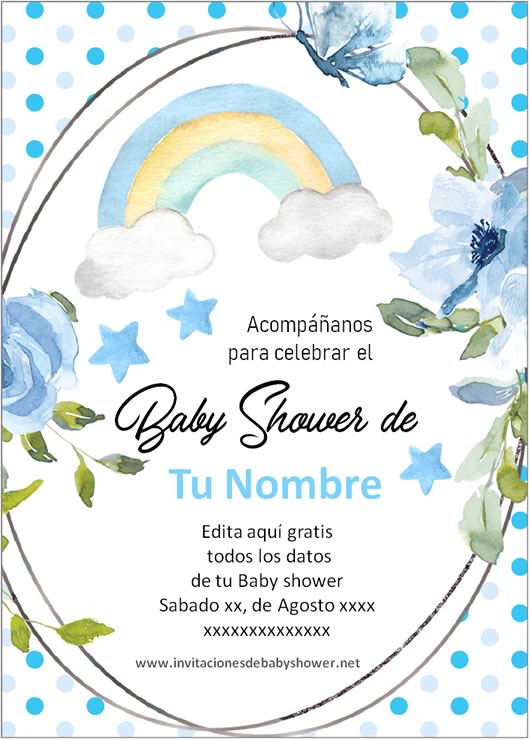 Invitaciones Baby Shower para Niño arcoris azul