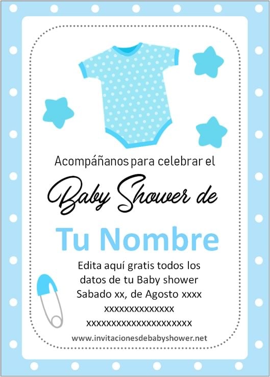 Invitaciones Baby Shower para Niño enterito ropa ropita azul