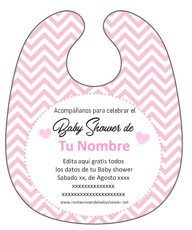 Invitación Baby Shower Babero para descargar Gratis