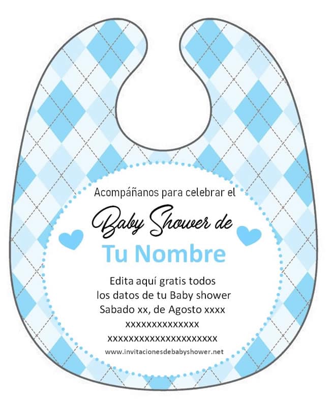 Invitación Babero para descargar gratis