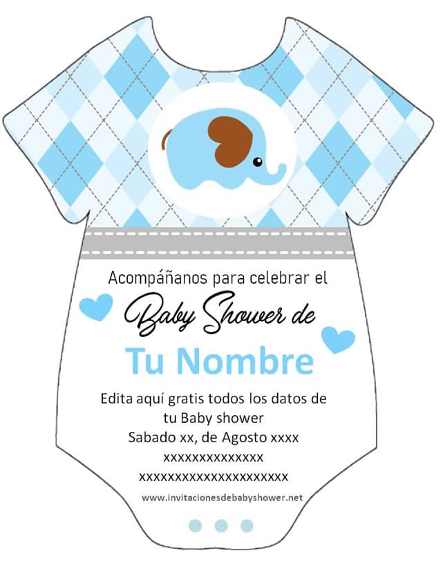 Invitación Baby Shower Pañalero Niño