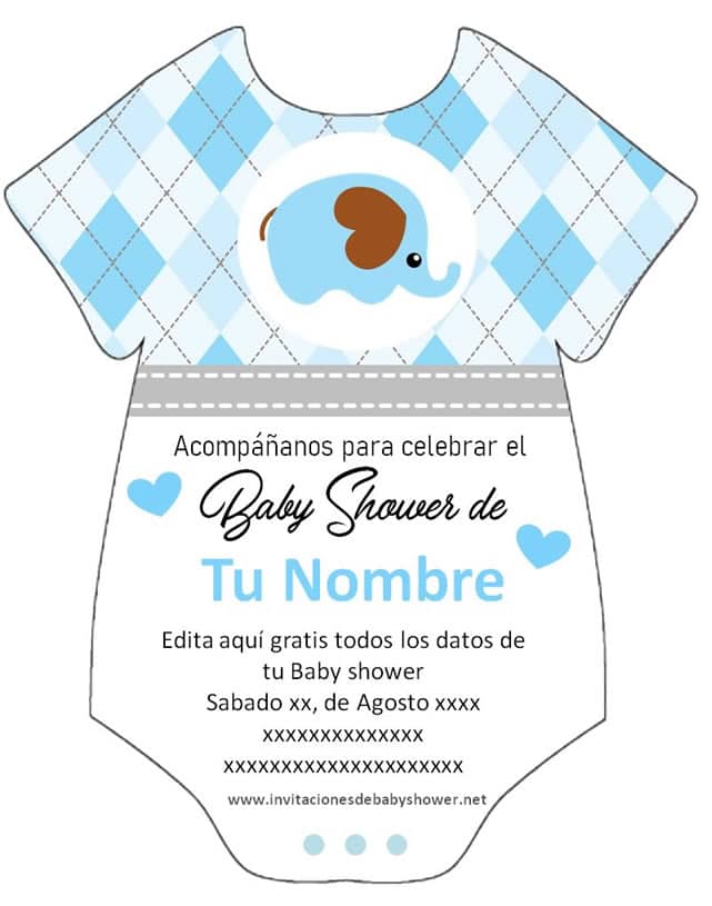 Invitación Baby Shower Pañalero Niño